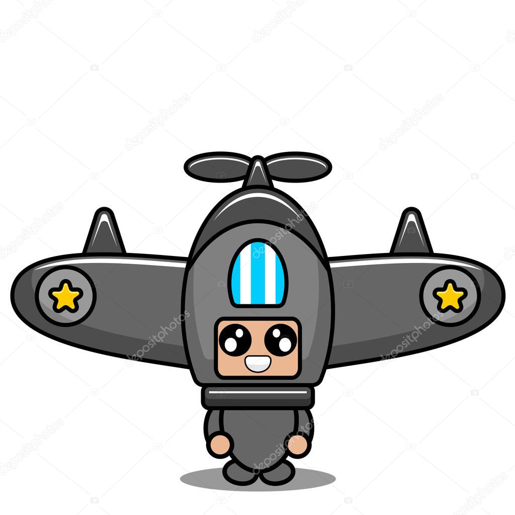 Air Force fighter mascot costume vector cartoon character. Great for Air Force Birthday