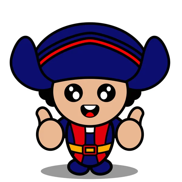 Cute Columbus Mascot Costume Character Cartoon Vector Both Thumbs Suitable — Stock Vector