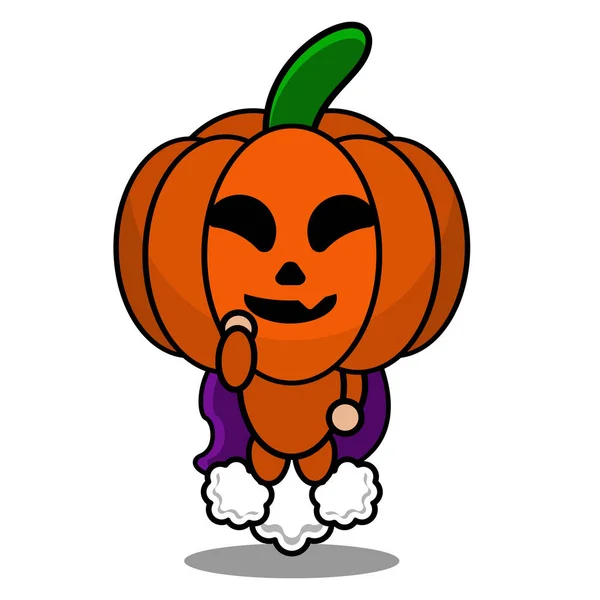 Lindo Halloween Mascota Calabaza Dibujos Animados Personaje Vector Ilustración Vuelo — Archivo Imágenes Vectoriales