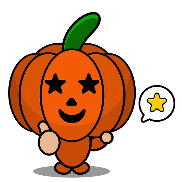 Vector Ilustración Lindo Personaje Dibujos Animados Mascota Halloween Calabaza Con — Archivo Imágenes Vectoriales