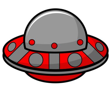 Şirin Uçan Daire ya da Uzay Gemisi Ufo Çizgi Film Çizimi. uzay ögesi tasarımı