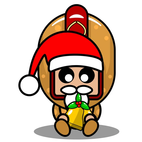 Vector Cartoon Character Cute Christmas Junk Food Hot Dog Mascot — Stock Vector