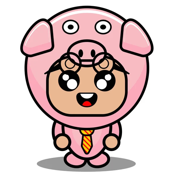 実業家豚の動物マスコットの衣装 — ストックベクタ