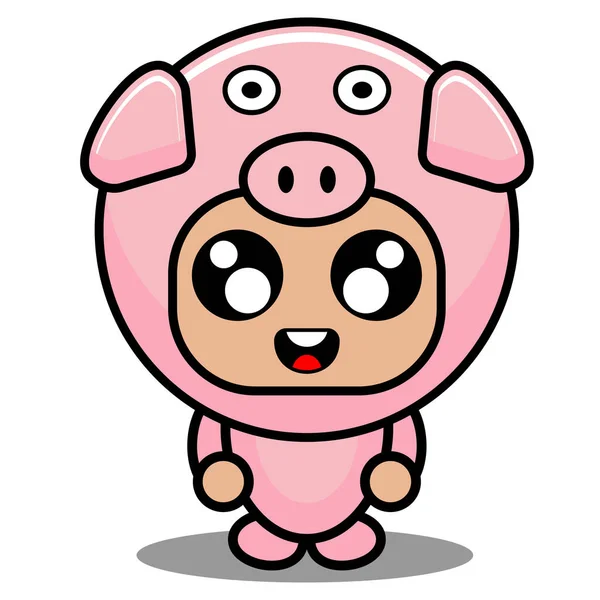 Costume Mignon Mascotte Porc Animal — Image vectorielle