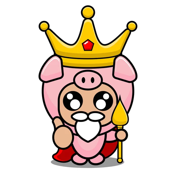 Mascotte Porc Roi Animal Costume — Image vectorielle
