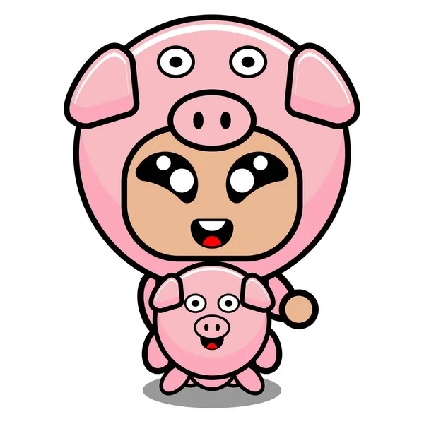 Mascotte Porc Animal Costume Cheval Porc — Image vectorielle