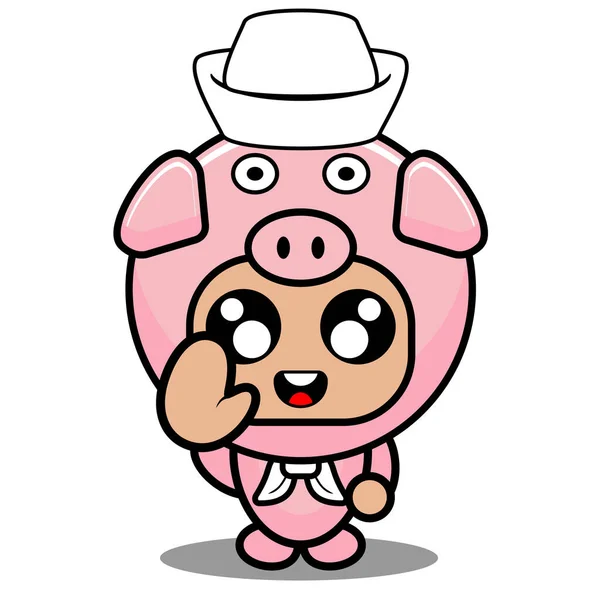 Sailor Pig Animal Mascot Costume — Stock Vector