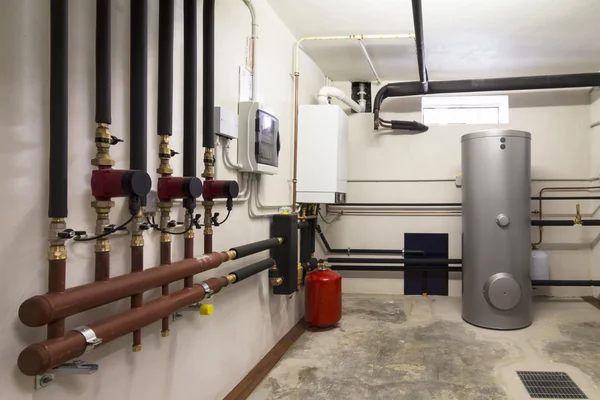 Condensing boiler gas in the boiler room — Stock Photo, Image