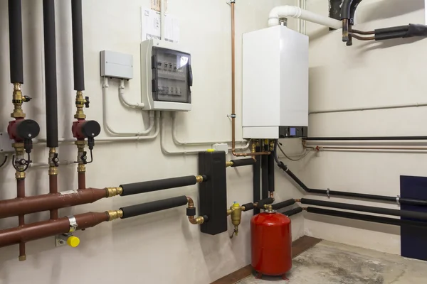 Condensing boiler gas in the boiler room — Stock Photo, Image