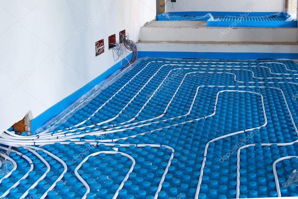 System floor radiant with polyethylene pipes