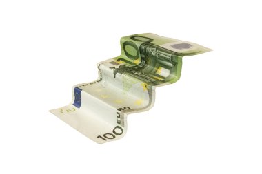 Beyaz arka plan ölçekte şeklinde banknot
