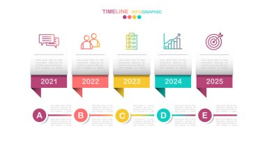 5 seçenek zaman çizgisi bilgi vektörü, adım iş akışı diyagramı, satır simgesi olan eps10 vektörü
