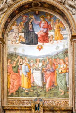 Castel Rigone, Umbria, İtalya, 20 Mayıs 2020, Madonna dei Miracoli Kilisesi. Bramante 'nin bir öğrencisi tarafından inşa edildi., 