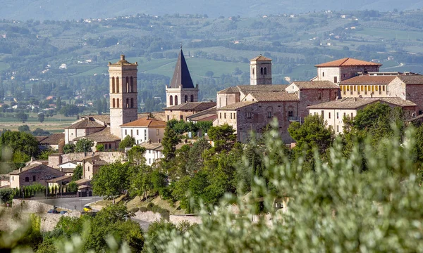 The small village of Spello in Umbria, Italy, 4 August 2016, photographed from the nearby hills