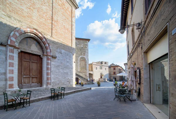 July 21 2021,Center of  Bevagna, Umbria, Italy. Bevagna is a town in the central part of the Italian province of Perugia, Umbria, the city preserves important monuments of Roman and medieval origin.