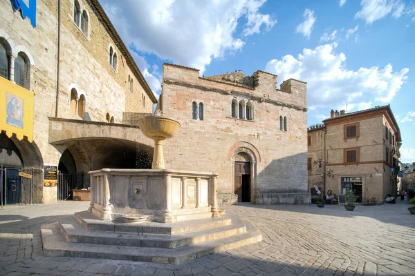 July 2021 Piazza Silvestri Bevagna Umbria Italy Bevagna Town Central — Foto Stock