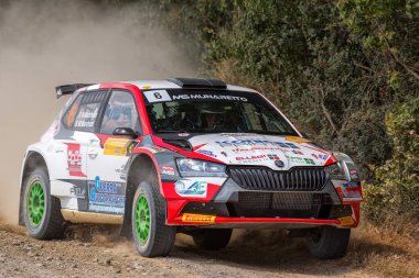 Ascanio, Tuscany, İtalya, 8 Ağustos 2021 ALJOSA Novak tarafından sürülen Skoda Fabia R5 İtalyan çakıl ralli şampiyonasında yarışmıştır.