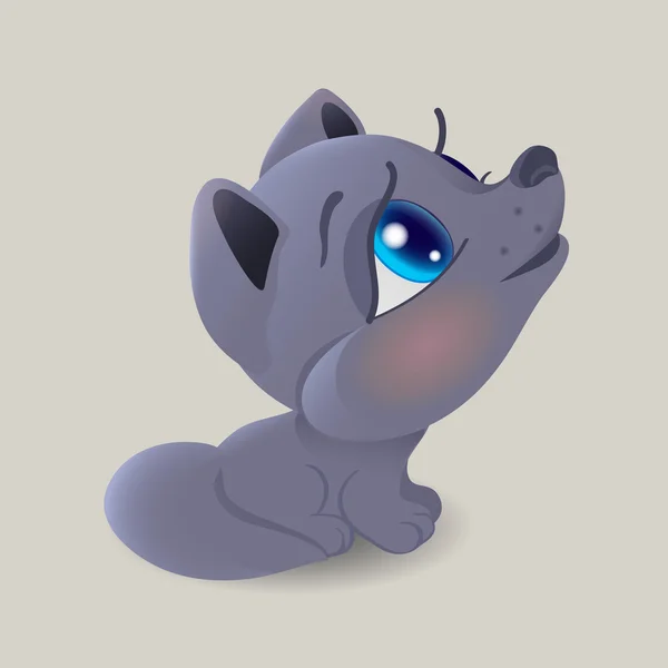 Pequeño lobo gris — Vector de stock