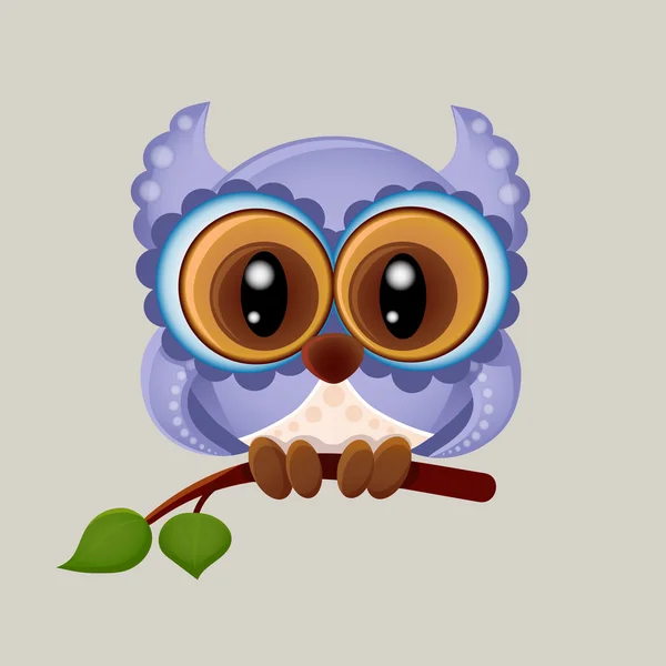 Cartoon purple owl — Stock Vector