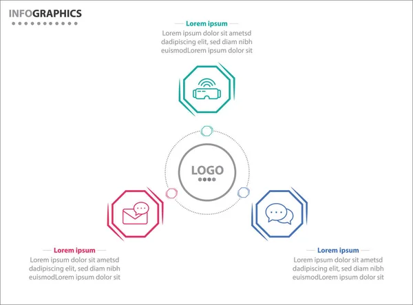 Três Elementos Infográficos Ilustração Vetorial Modelo Negócio Vetorial Para Apresentação — Vetor de Stock