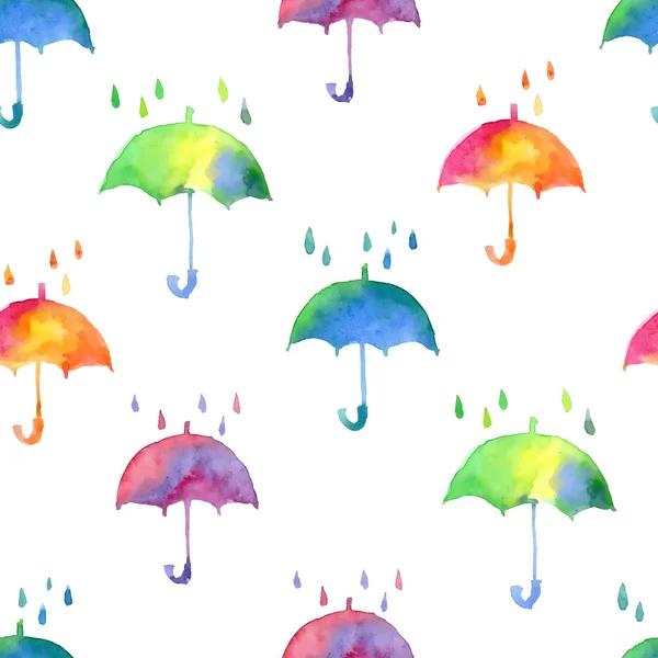 Pattern with watercolor umbrellas. — Stock Photo, Image