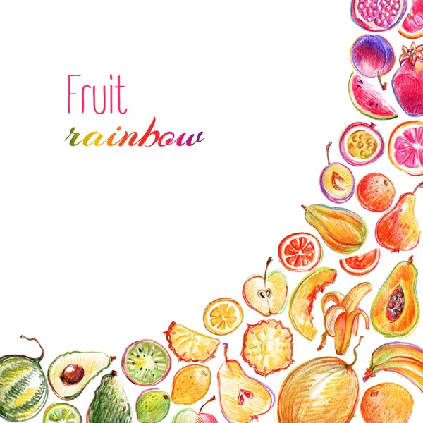 Mão desenhada frutos elegantes brilhantes — Fotografia de Stock