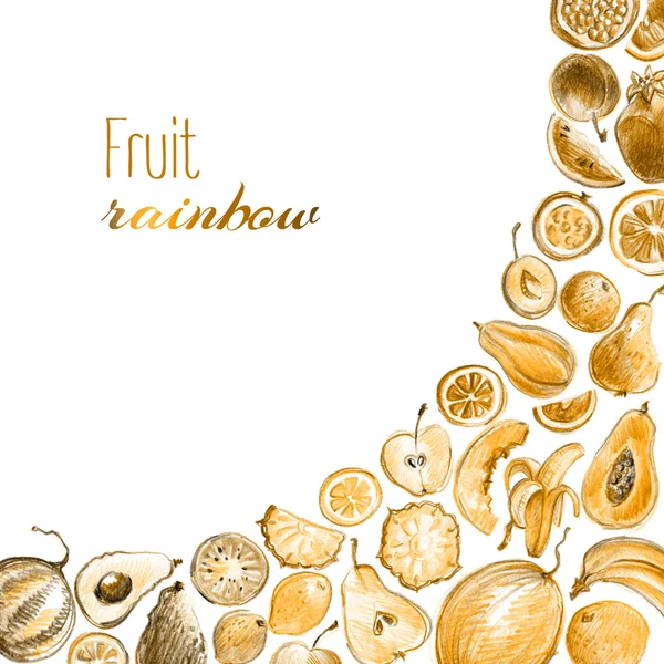 Elle çizilmiş parlak şık meyve — Stok fotoğraf
