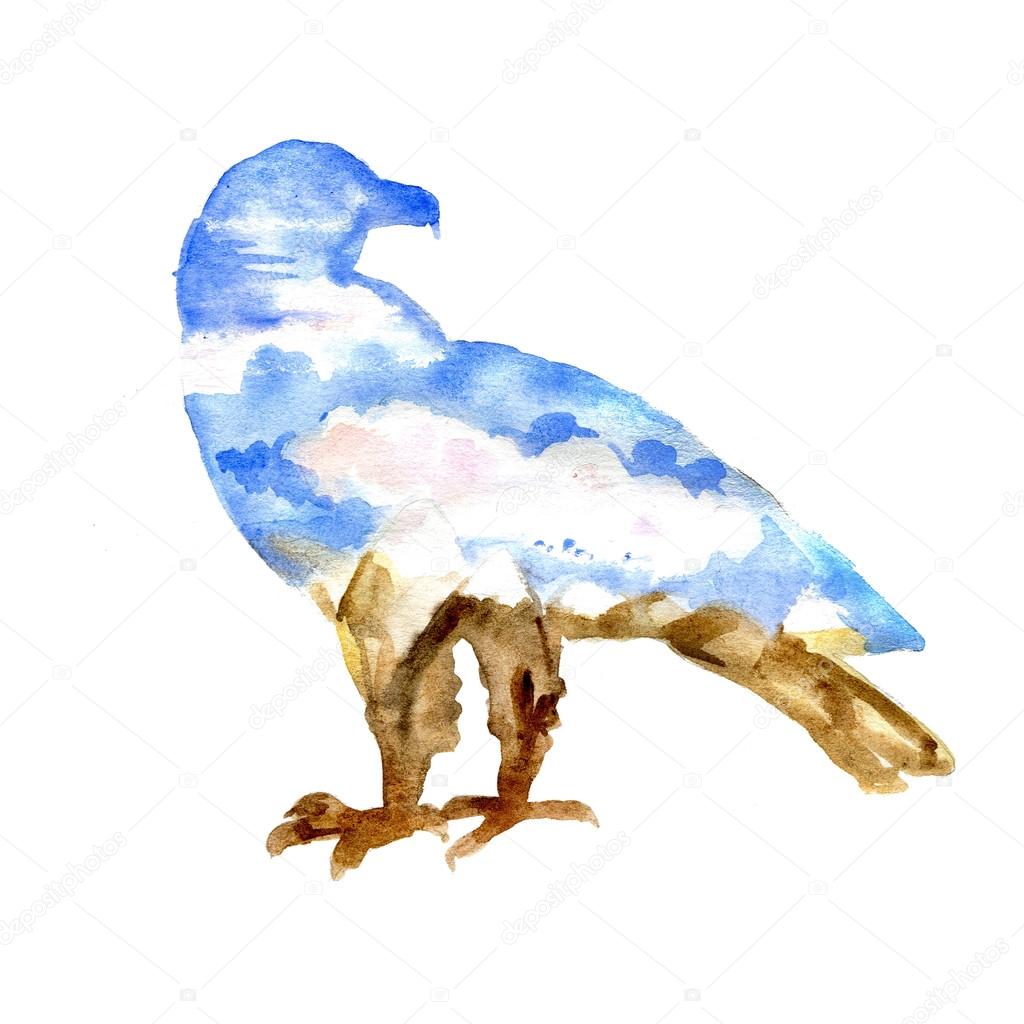 Watercolor silhouette of a eagle