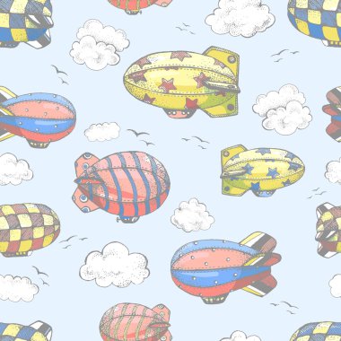 pattern with cute little airchips  clipart