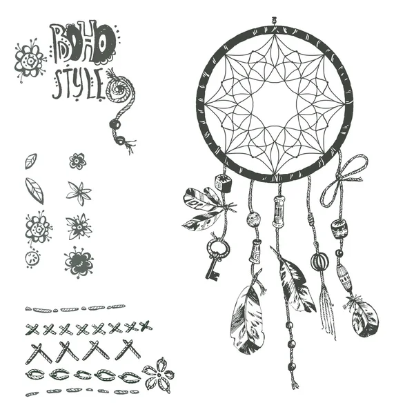 Atrapasueños talismán indio dibujado a mano — Archivo Imágenes Vectoriales