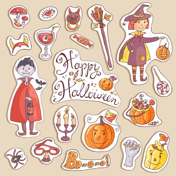 Hand getekende collectie van Halloween elementen — Stockvector