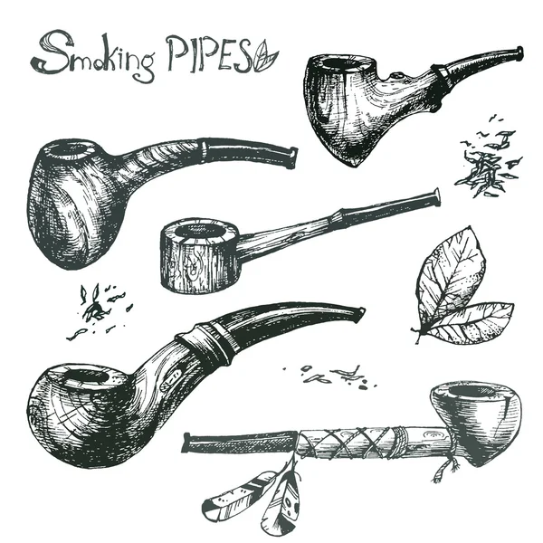 Tuyaux fumeur dessinés à la main — Image vectorielle