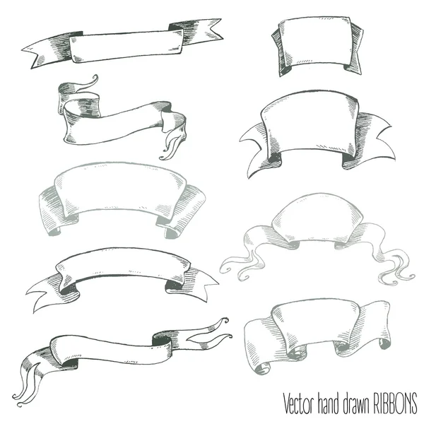 Fitas retro desenhadas à mão —  Vetores de Stock