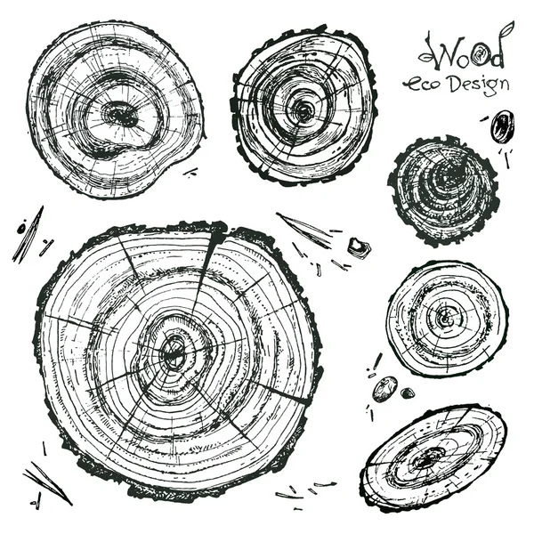 手描きの木製スライスパターン — ストックベクタ