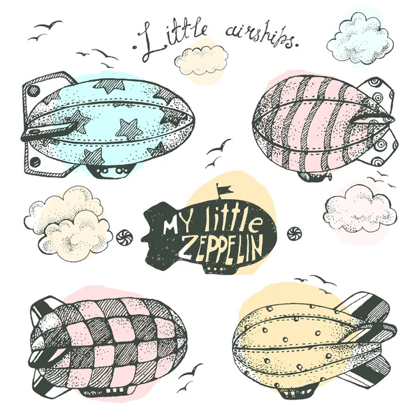 Collection de petits airchips mignons avec des bandes — Image vectorielle