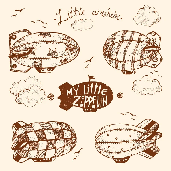 Collection de petits airchips mignons avec des bandes — Image vectorielle