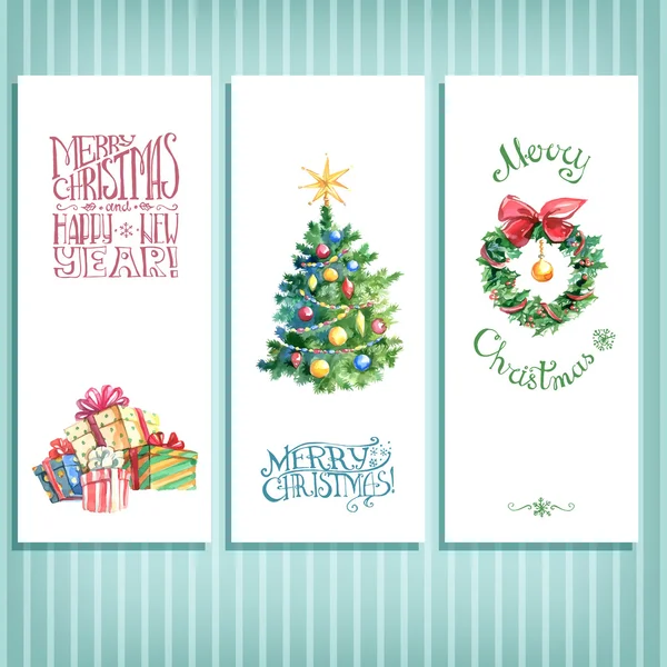 Watercolor Christmas cards — Stock Vector