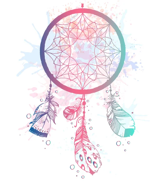 Çizilmiş tılsım dreamcatcher el — Stok Vektör