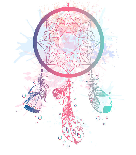 Hand drawn talisman dreamcatcher 