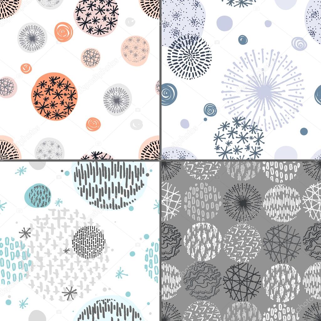 Collection of patterns with hand drawn circle elements.