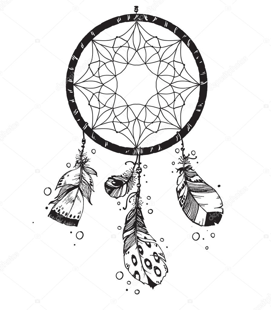 Hand drawn talisman dreamcatcher 