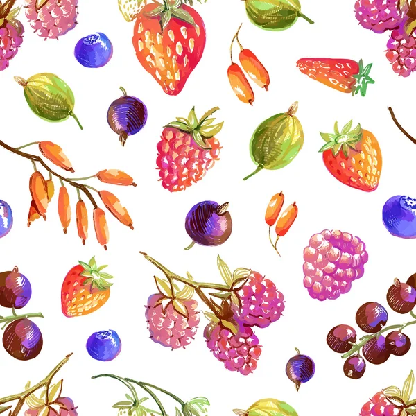 Бесшовный рисунок с ягодами ручной работы — стоковый вектор