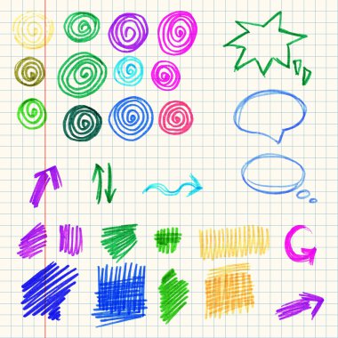 Renkli eğlence kalem scribbles hissetti