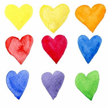 senin kutlama için suluboya Kalpler