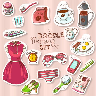 Sabah doodle etiket ayarla