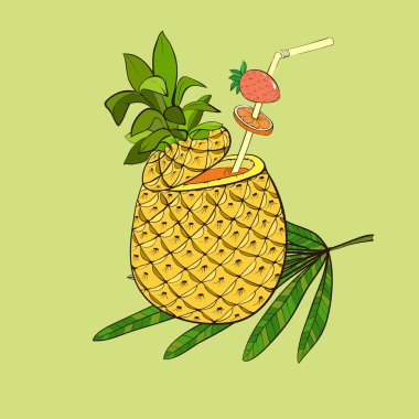 egzotik tropik ananas kokteyli