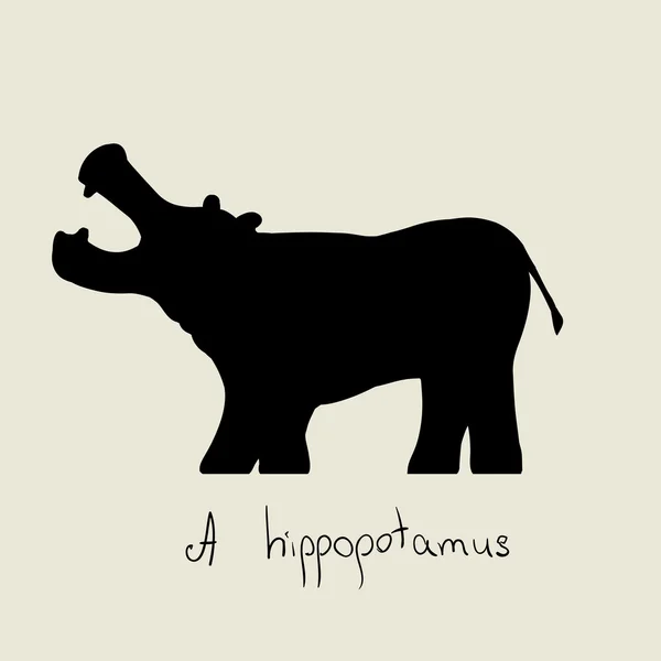 Black animal hippopotamus — Stock Vector