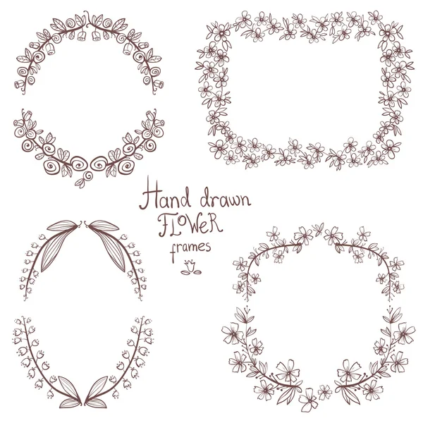 Hand getrokken kleur floral frames — Stockvector