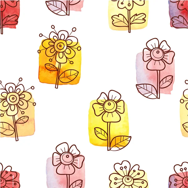 Padrão sem costura com flores doodle — Vetor de Stock