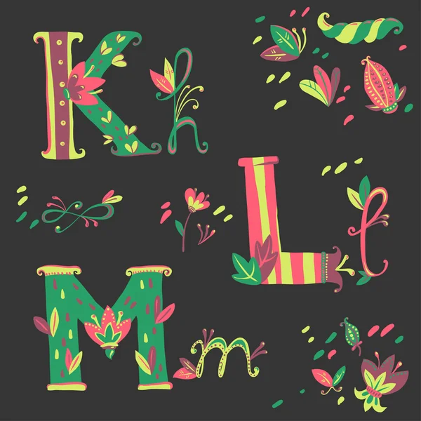 Floral heldere alfabet — Stockvector